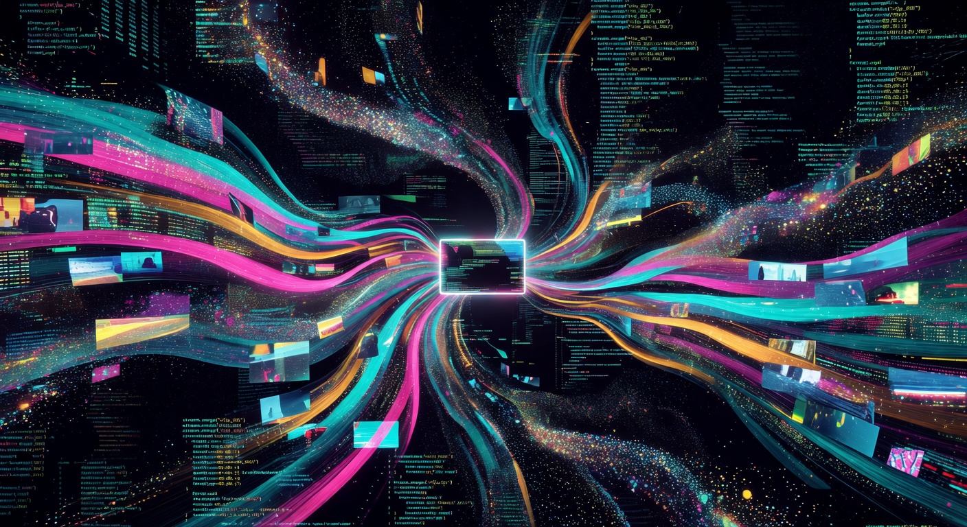 Abstract video streams merging — dynamic content flow visualization