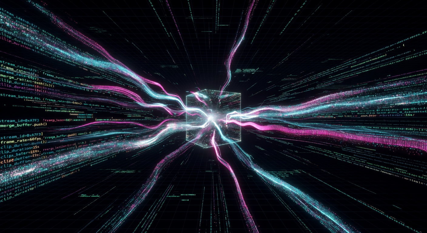 Abstract video streams breaking into constituent atomic elements