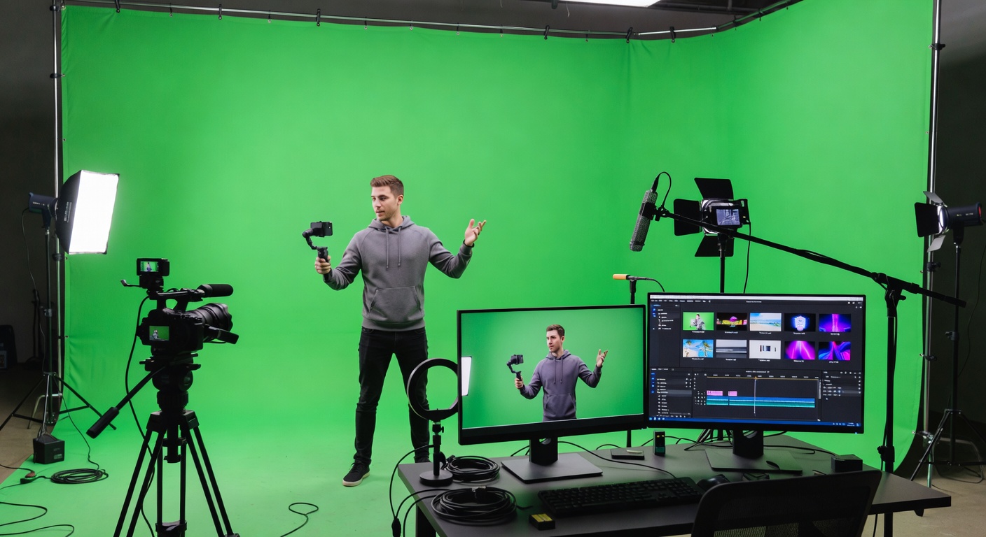 shortformen green screen studio setup in Tokyo