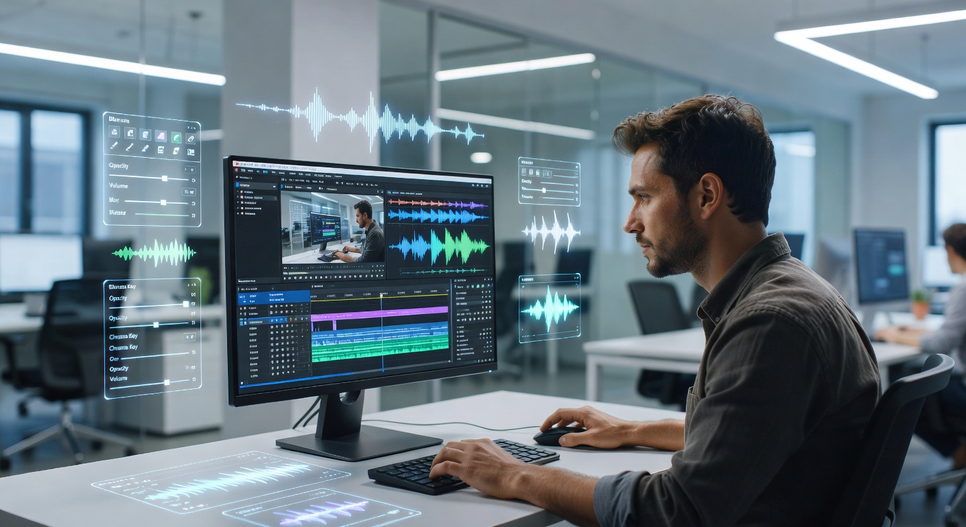 Professional video editing workstation configured for scene-by-scene breakdown and timing analysis